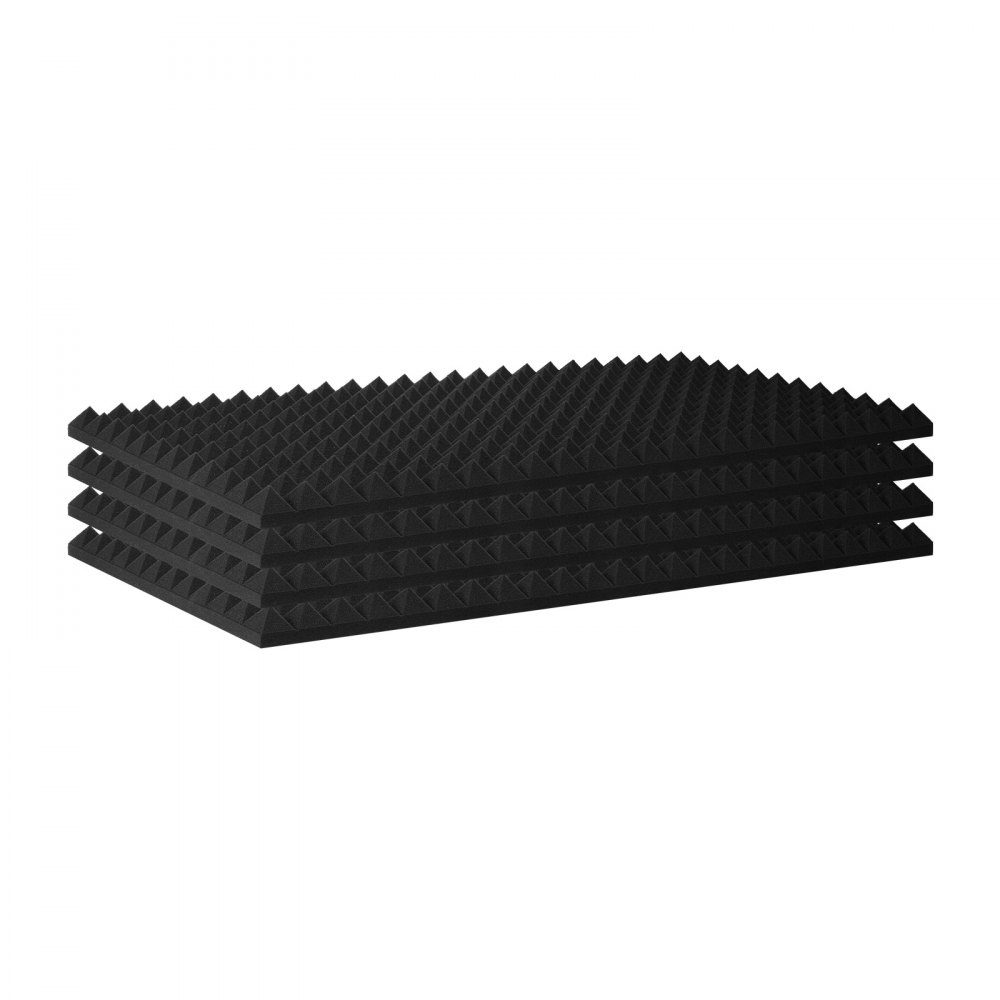 Acoustic Foam Acoustic Panels Set of 4 1200x600x50mm Soundproof Pyramid Shaped Wall Panels Acoustic Panels Acoustic Foam Mats for Studio Walls and Ceilings Black