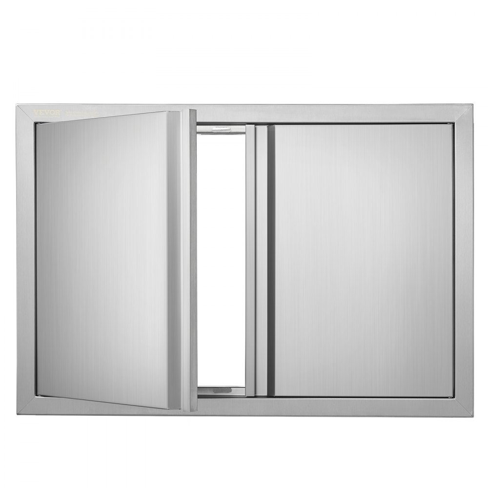 Porte d'accès au gril 710x482mm Double porte de cuisine extérieure encastrée en acier inoxydable, porte murale verticale avec poignées rétractables pour Grill Island Grill Station armoire extérieure