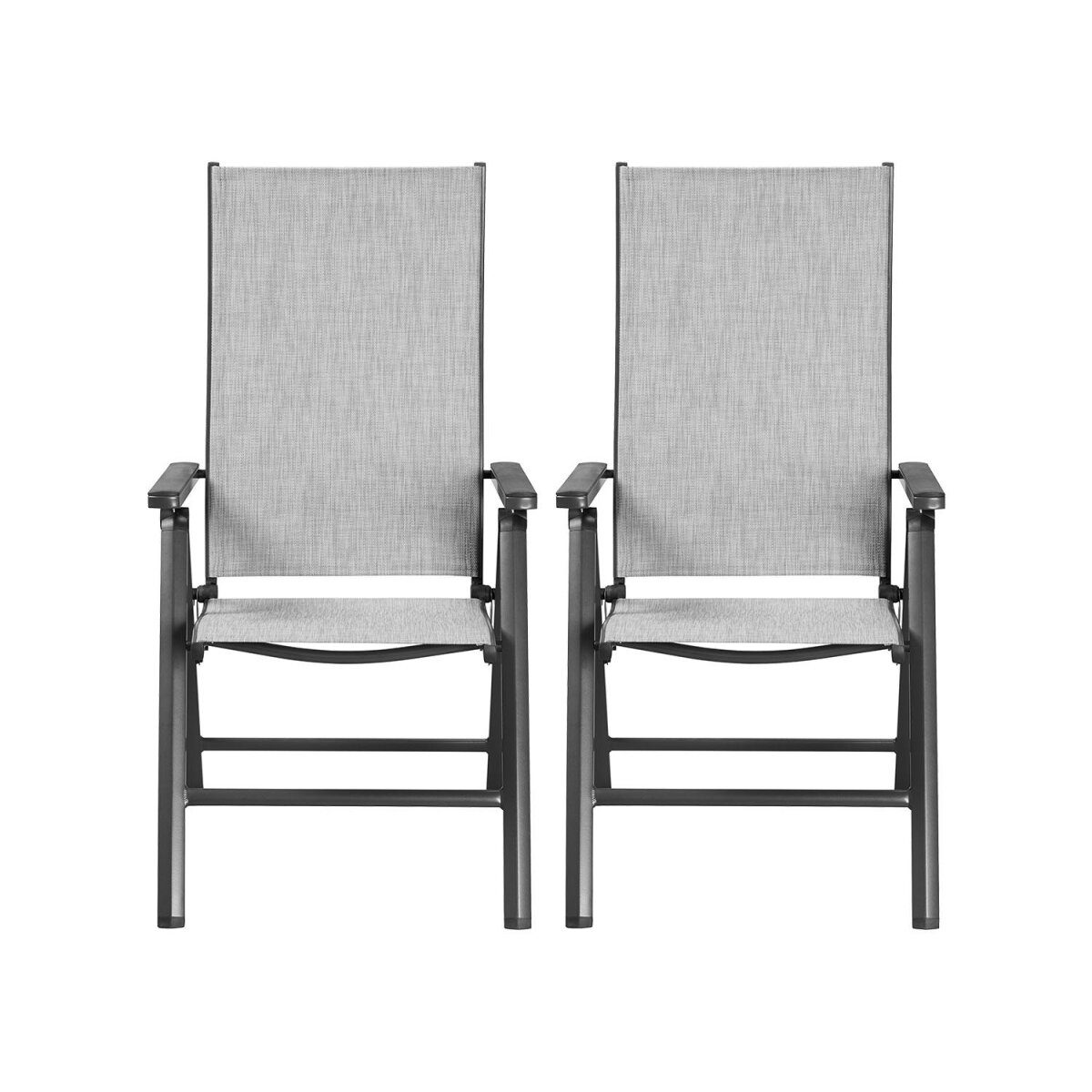 Chaise pliante LIVARNO® en aluminium « Houston » gris clair chiné, 2 pièces