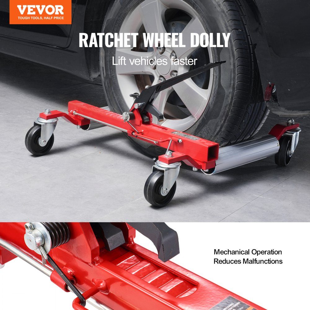 Chariot à roues Capacité de charge 680 kg Rouleau de manœuvre avec fonction cliquet Rouleau à pneus pour voitures et SUV Idéal pour manœuvrer et déplacer des véhicules Cric à cliquet
