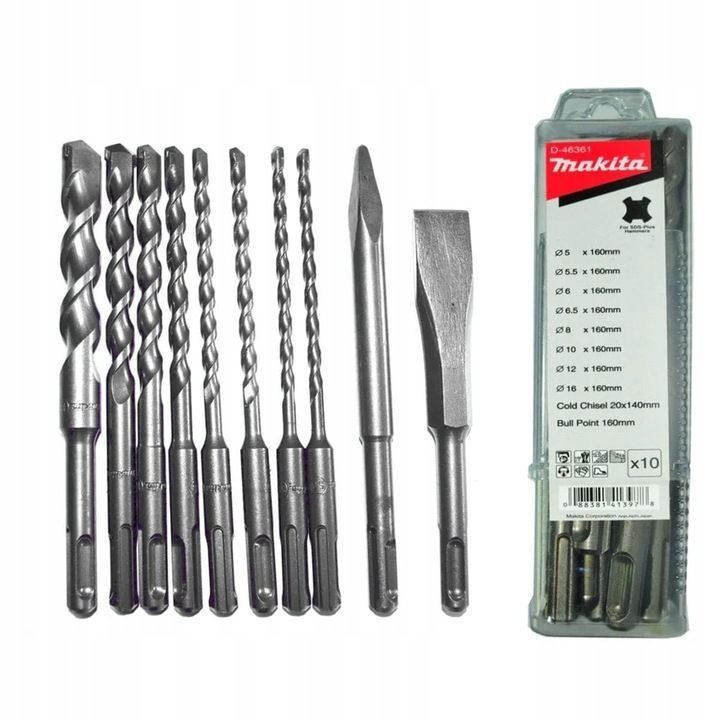Zestaw wierteł i bitów Makita „Zestaw wierteł SDS-Plus wiertło-Set 10-teilig Makita D-46361”, (10 sztuk)