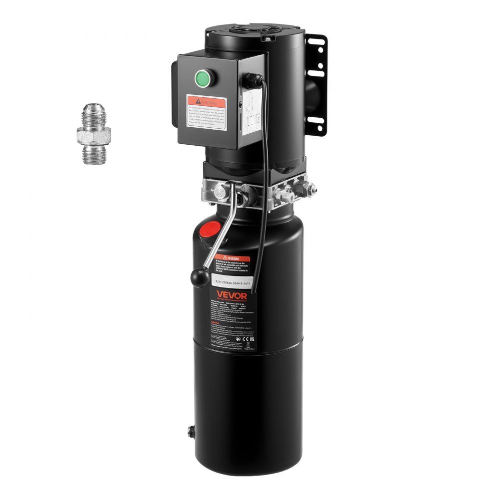Hydraulic Pump Hydraulic Units AC 220V, 10Qt Single Acting Hydraulic Unit, 6.3L/min Oil Flow, Max Delivery Pressure 22MPa for Dump Trucks, Automotive Workshops, Lifts, Black