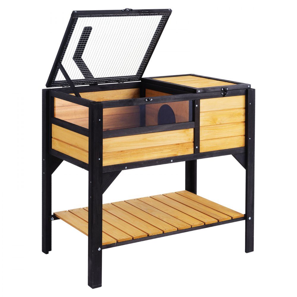 Turtle Habitat, Indoor Outdoor Wooden Turtle House, Turtle Enclosure with Light Stand, Reptile Enclosure, Small Animal Cage with Legs for Gecko, Lizard, Snake