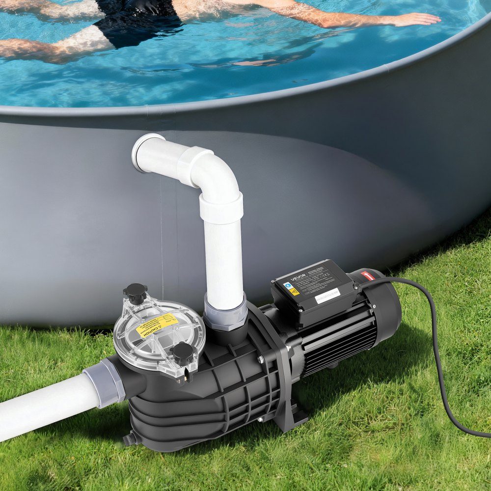 Zwembadpomp 3 kW, filterpomp 35.000 L/H max. debiet, eentraps zwembadpomp 2860 tpm, 19 m max. hoofd, met 24-Stunden-Timer en filtermand, voor bovengrondse en ingebouwde zwembaden en spa's
