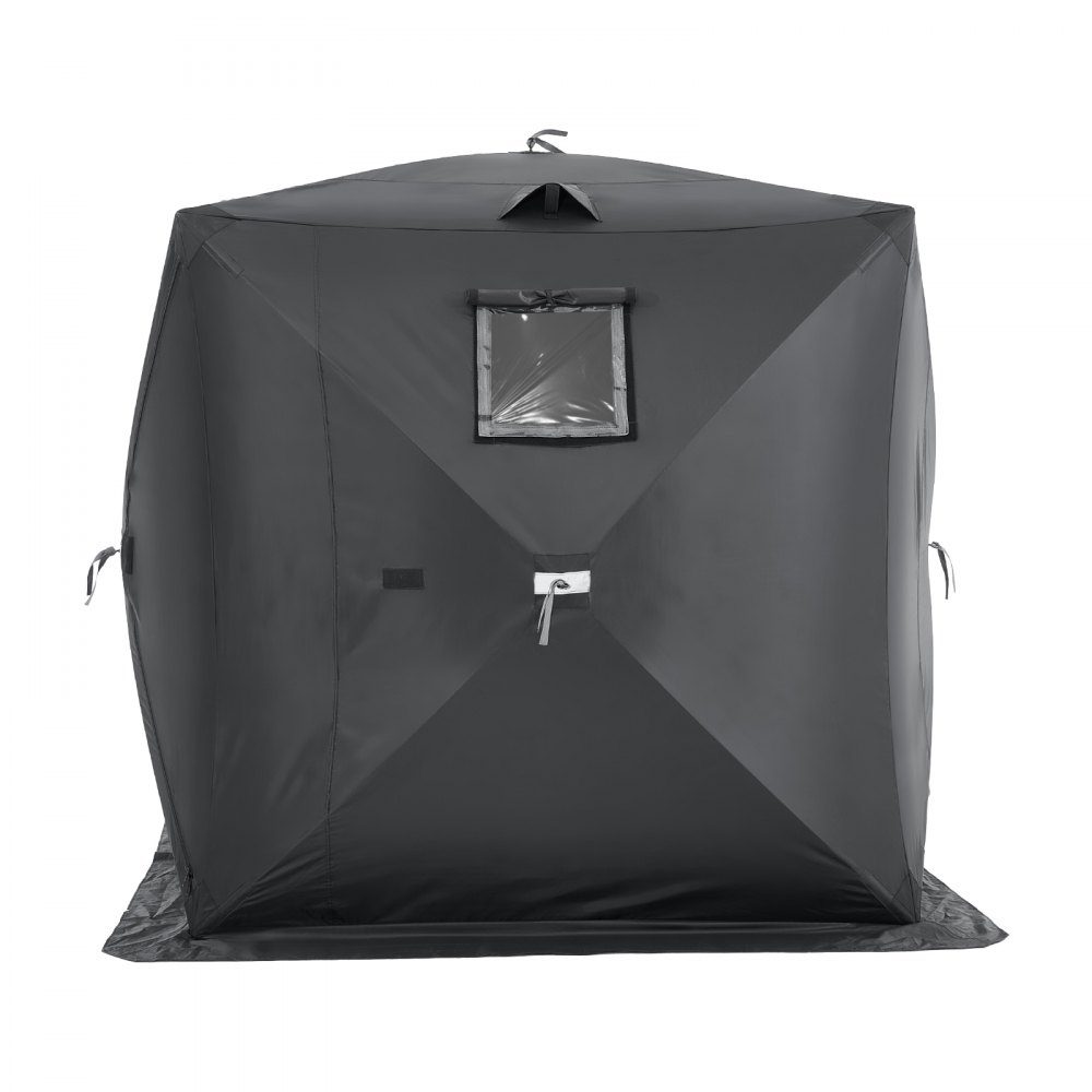 Tente de pêche sur glace portable, tente de pêche sur glace pour 3-4 personnes, tente de pêche, parapluie de pêche, cabane de glace thermique pour la pêche d'hiver, tente avec ancres, cordes, sac de transport, 2,3 x 2,3 x 2 m, noir