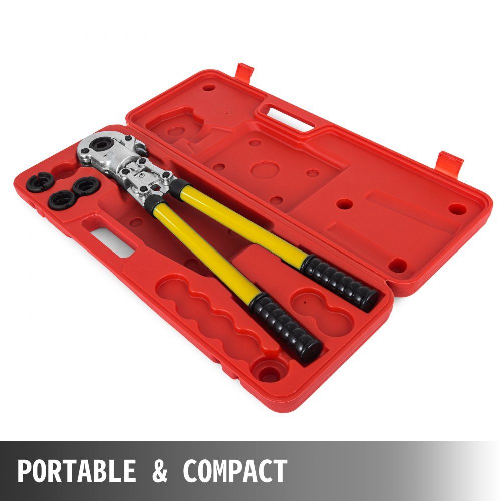 Pressing pliers V12, V15, V22, V28, TH16, TH20, TH26, TH32 mm, crimping pliers, pressing pliers with 360° rotating head and ergonomic rubber handle, portable pipe pressing pliers, manual cable lug pliers