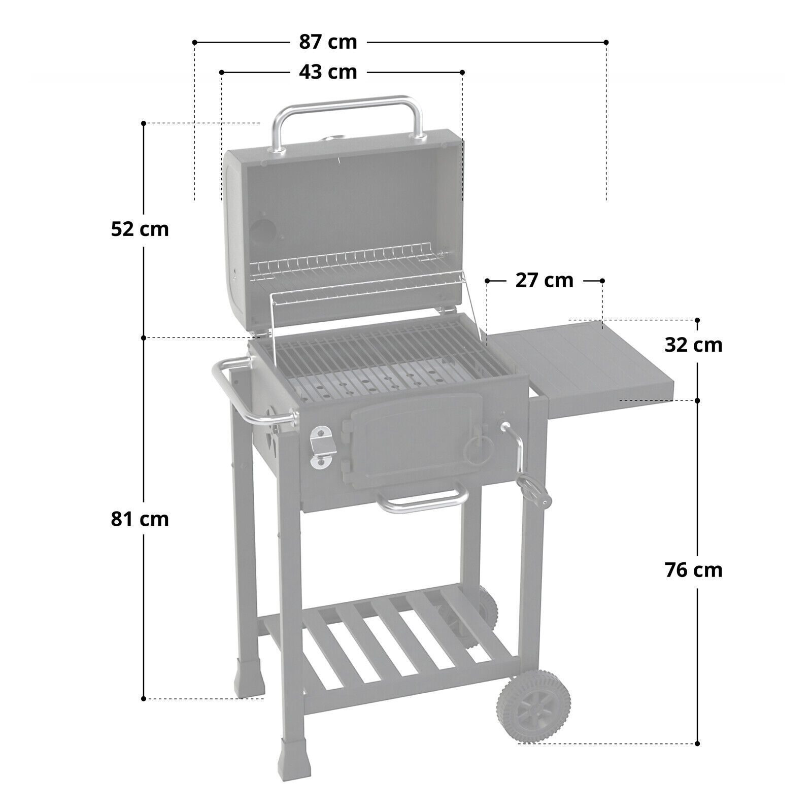 Smoker kleiner BBQ-Grillwagen, Holzkohlegrill, Kamin, Grillreiben