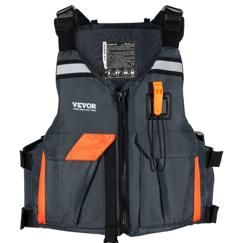Water Sports Life Jacket PFD 110N Buoyancy Vest Waterproof Nylon Life Jacket for Water Activities Fishing Kayaking Surfing Boating Men Women XL