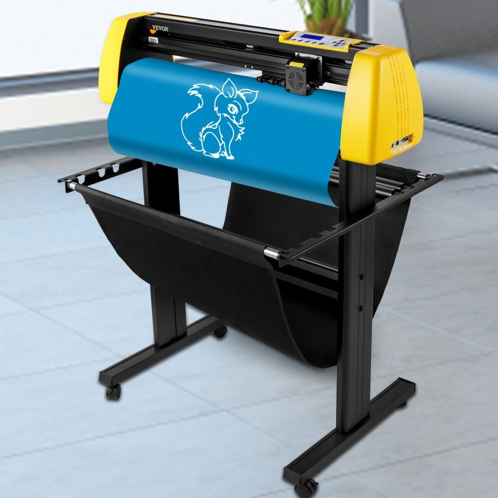 Vinyl-Schneidemaschine, 870 mm maximaler Papiervorschub-Schneideplotter, automatischer Kamera-Konturschneide-LCD-Bildschirmdrucker mit Ständer, einstellbarer Kraft und Geschwindigkeit