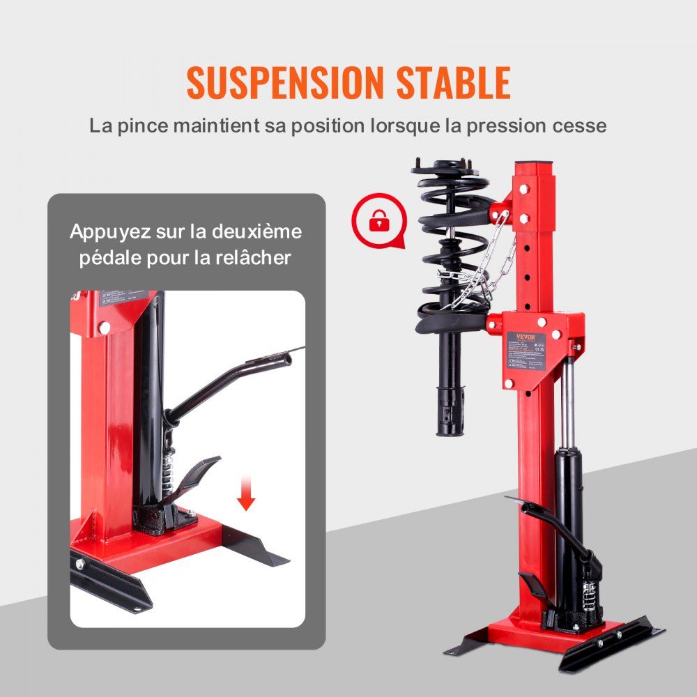 4.5 Ton Car Tool Hydraulic Spring Compressor 1 Ton Rated Pressure Strut Clamp 11-13cm and 14-17cm Spring Lock Shock Absorber Tensioner with Leakproof Hydraulic Pump