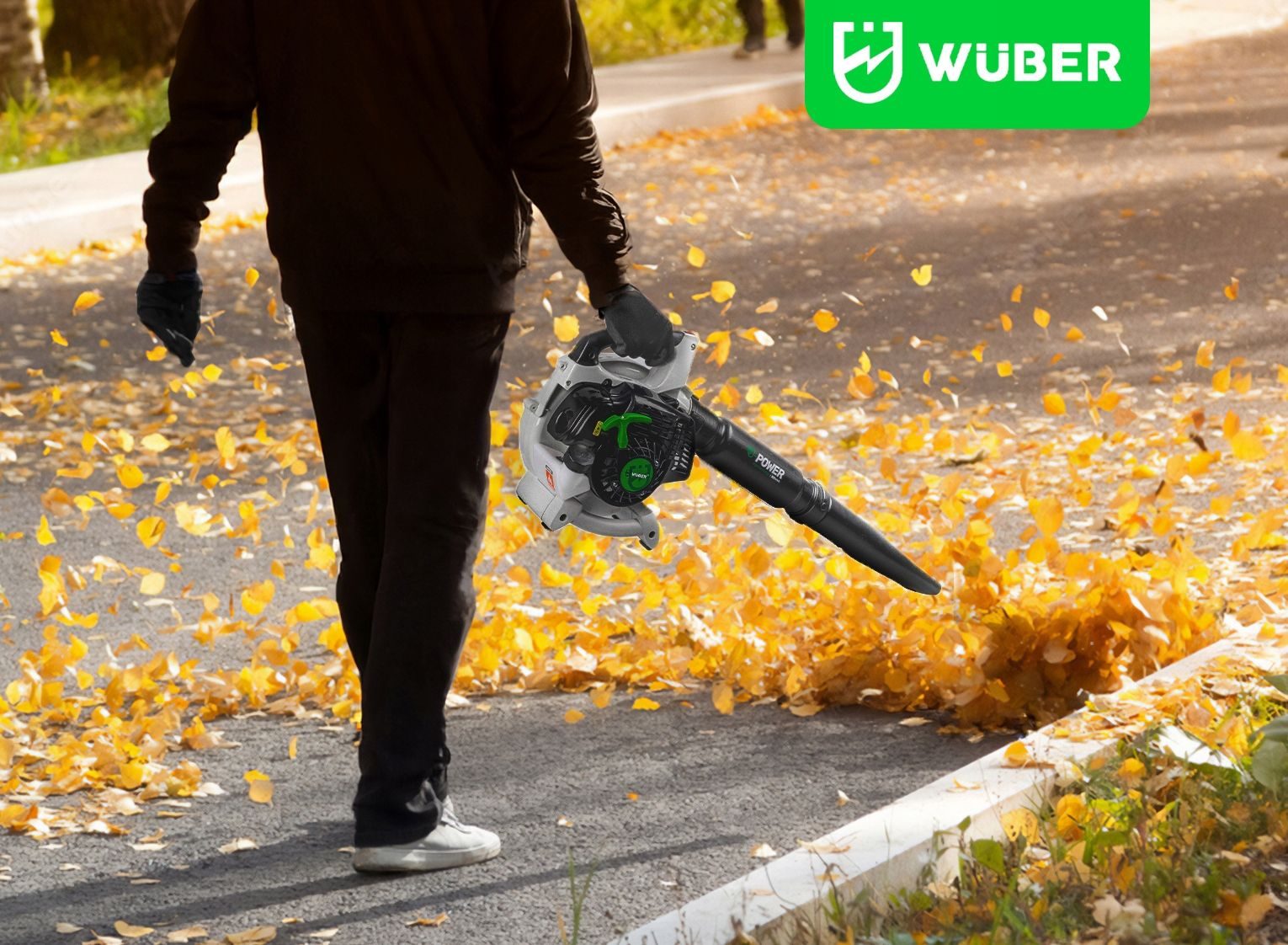 Benzine bladblazer 1600 W - bladzuiger voor de tuin met 50-l-Auffangbeutel en hakselaar