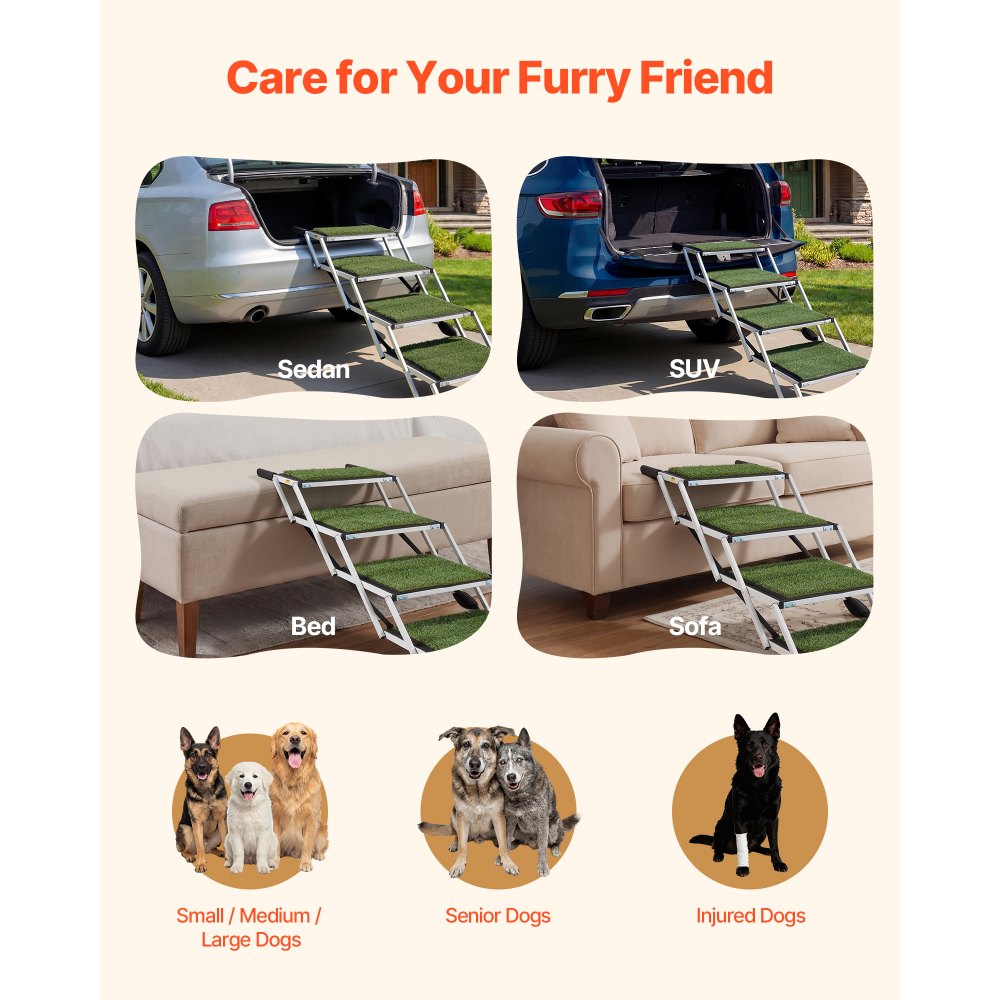 Hundetreppe Auto klappbar 4-stufig, extra breite Hunderampe für große Hunde mit rutschfester Oberfläche, tragbare Einstiegshilfe für Auto, SUV, LKW, Hochbett, Sofa, belastbar bis 90 kg Hundetreppe Auto klappbar 4-stufig, extra breite Hunderampe für große Hunde mit rutschfester Oberfläche, tragbare Einstiegshilfe für Auto, SUV, LKW, Hochbett, Sofa, belastbar bis 90 kg