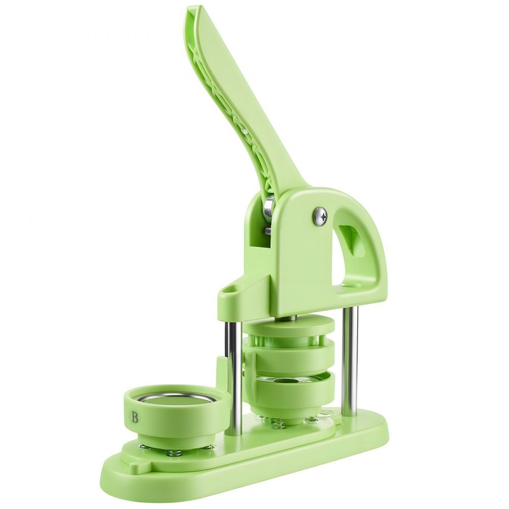 Button machine button maker machine badge punch press 58 mm round, pin maker with 100 button parts & circle cutter & reinforced ergonomic handle, DIY button press machine green