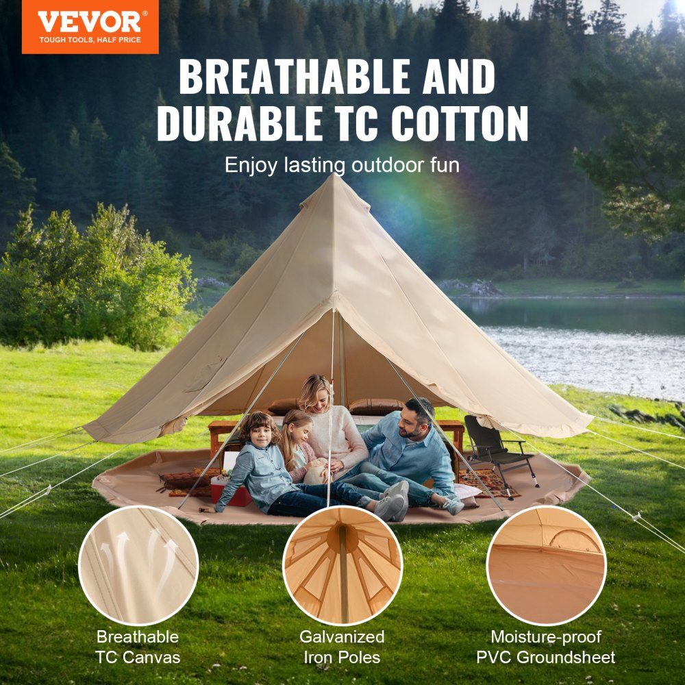 Canvas Bell Tent 3m 4 Seizoenen Canvas Tent voor kamperen met kachelaansluiting