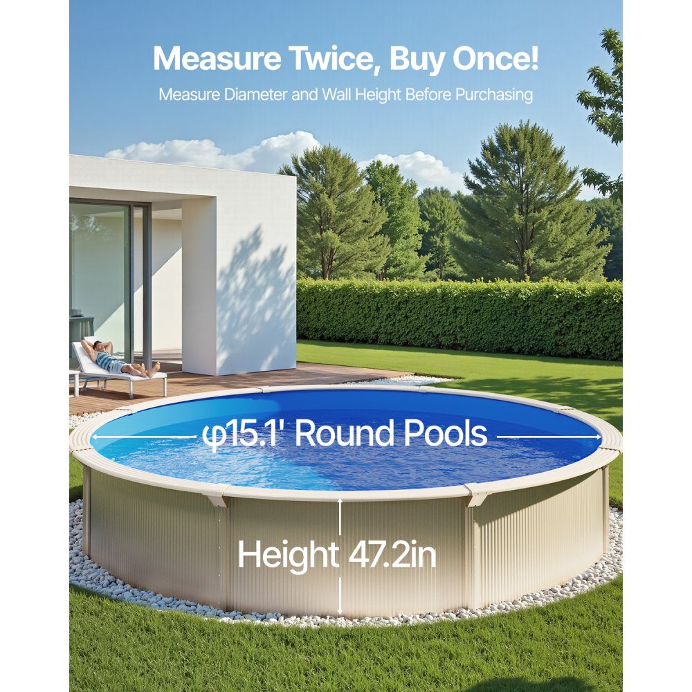 Liner de piscine rond φ 460x120 cm, revêtement intérieur, revêtement de remplacement, couverture intérieure, revêtement de piscine, revêtement en vinyle standard de style Unibead, résistant à l'usure, pour piscines hors sol d'une hauteur de paroi de 120 c