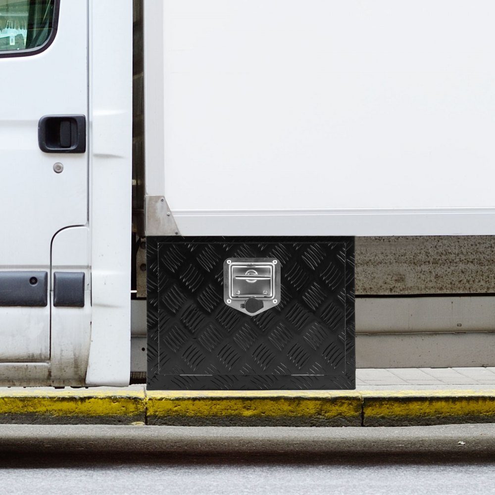 Skrzynka narzędziowa do ciężarówki, skrzynia do przyczepy pod podwoziem, skrzynka narzędziowa 46x32x36 cm skrzynia do przechowywania na pickup, stop aluminium, wytrzymała skrzynka narzędziowa 20 kg, zamykany schowek
