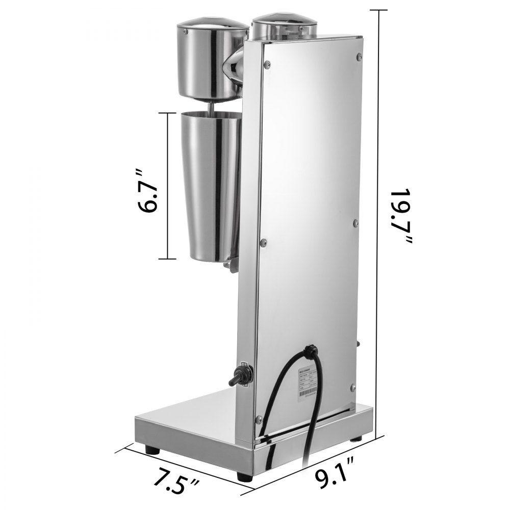 Getränkemixer 150W, Milchshaker elektrisch 800ml, Doppelköpfe, Silber, Elektromixer für Shakes, Cocktailmixer, Milchshakemaschine, Barmixer, Standmixer, gewerbliche private Nutzung