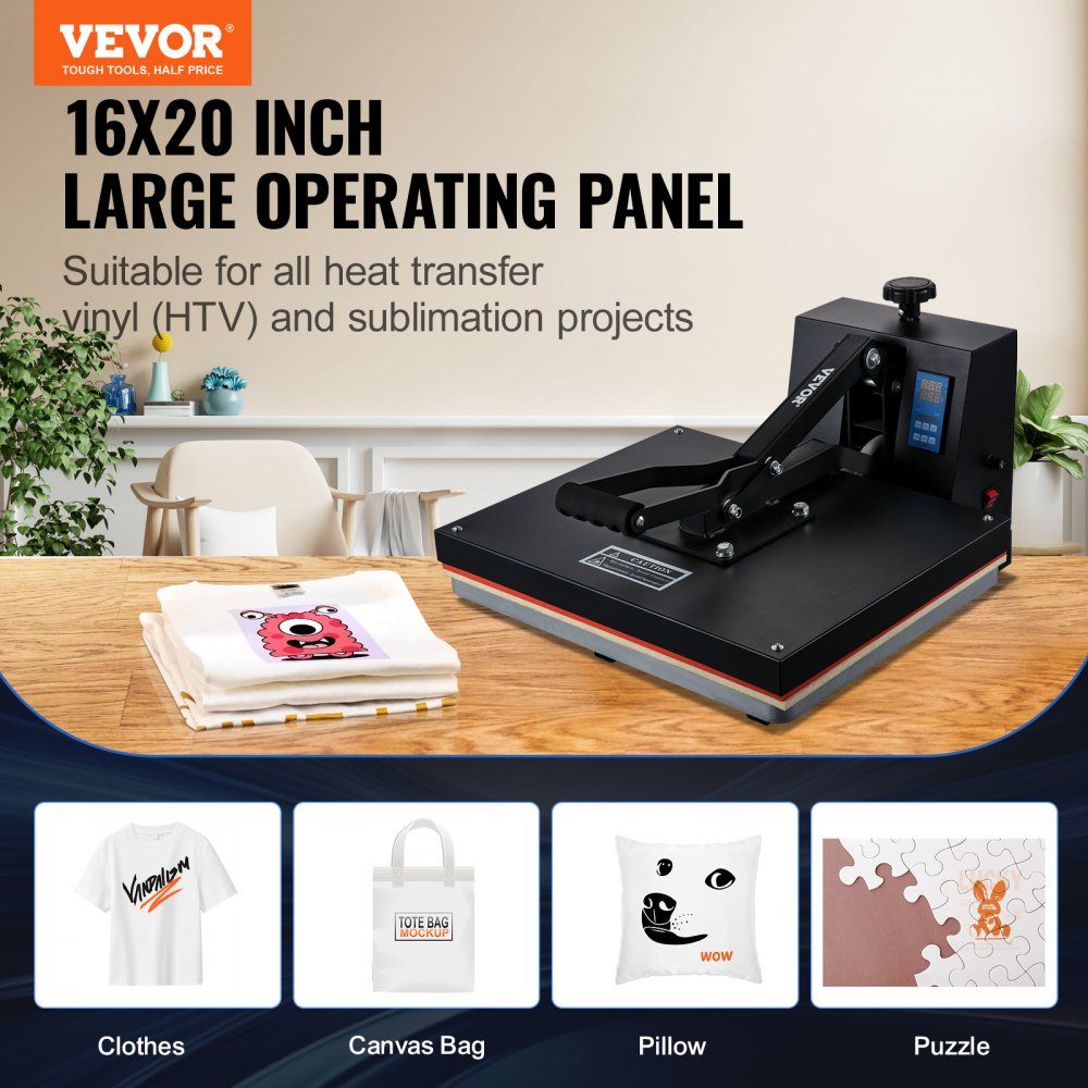Heißluftpresse, 1700 W Leistung, schnell aufheizend, Hochdruck-Wärmepresse für T-Shirts, digitaler industrieller Sublimationsdrucker für Wärmeübertragungs-Vinyl, 40,6 x 50,8 cm