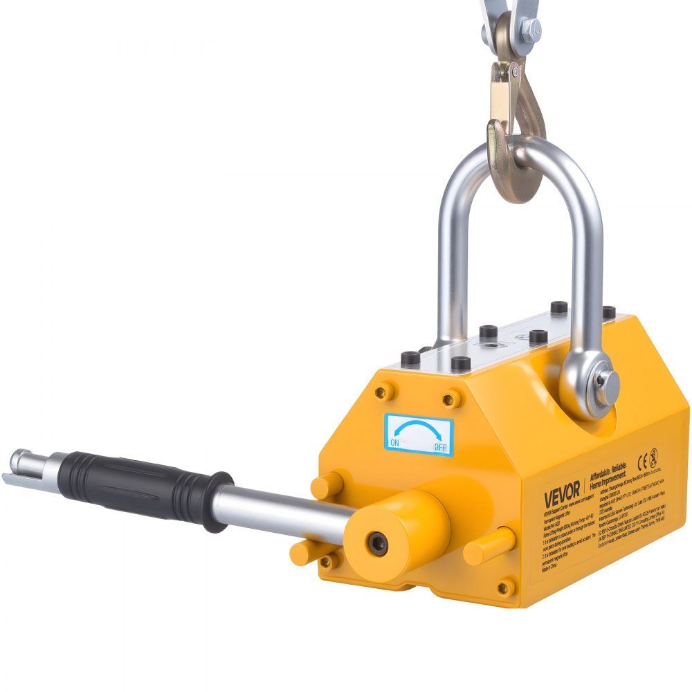 Load lifting magnet permanent magnet lifter 600 kg pulling force lifting magnet with release handle & steel hook, used in workshop cranes and hoists, for lifting steel plates, boards