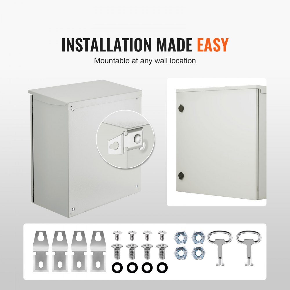 Panel Electrical Enclosure, 600 x 600 x 300mm, NEMA 4 Outdoor Enclosure, IP66 Waterproof and Dustproof, Cold Rolled Steel, Indoor Outdoor Folding Junction Box with Rain Cover