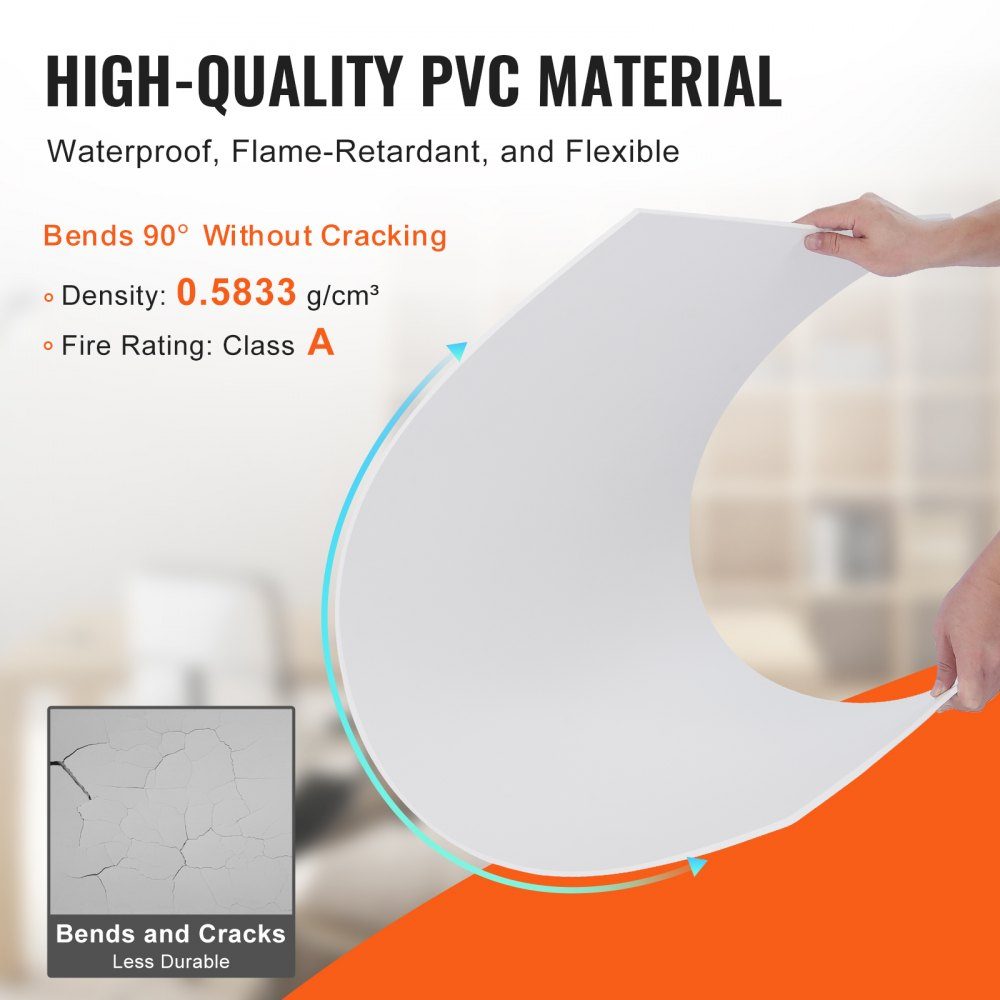 Ceiling Tiles, 12 Pack 24x24 Inch Suspended Ceiling Tiles Made of High Quality PVC Foam, Fireproof, Good Flexibility and Easy Installation, Ceiling Panel for Home/Office Decoration, Smooth White