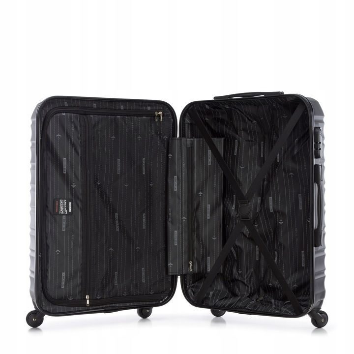 Großer Premium-Koffer Reisekoffer ABS-Kunststoff 96l mit schwarzen Rippen