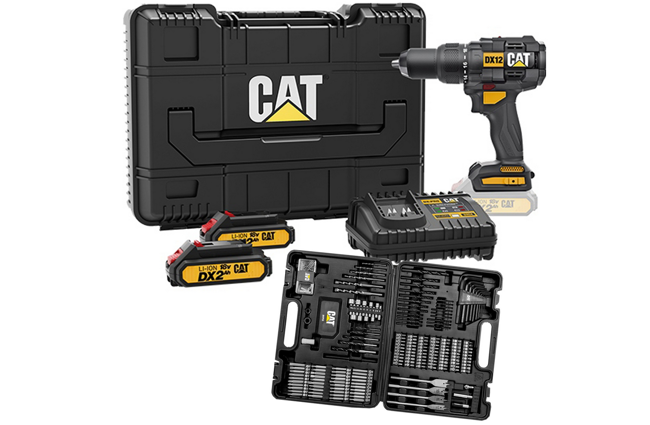 Tournevis sans fil, clé à chocs CAT DX12 18V 65nm + accessoires, perceuse à batterie, kit de chargeur