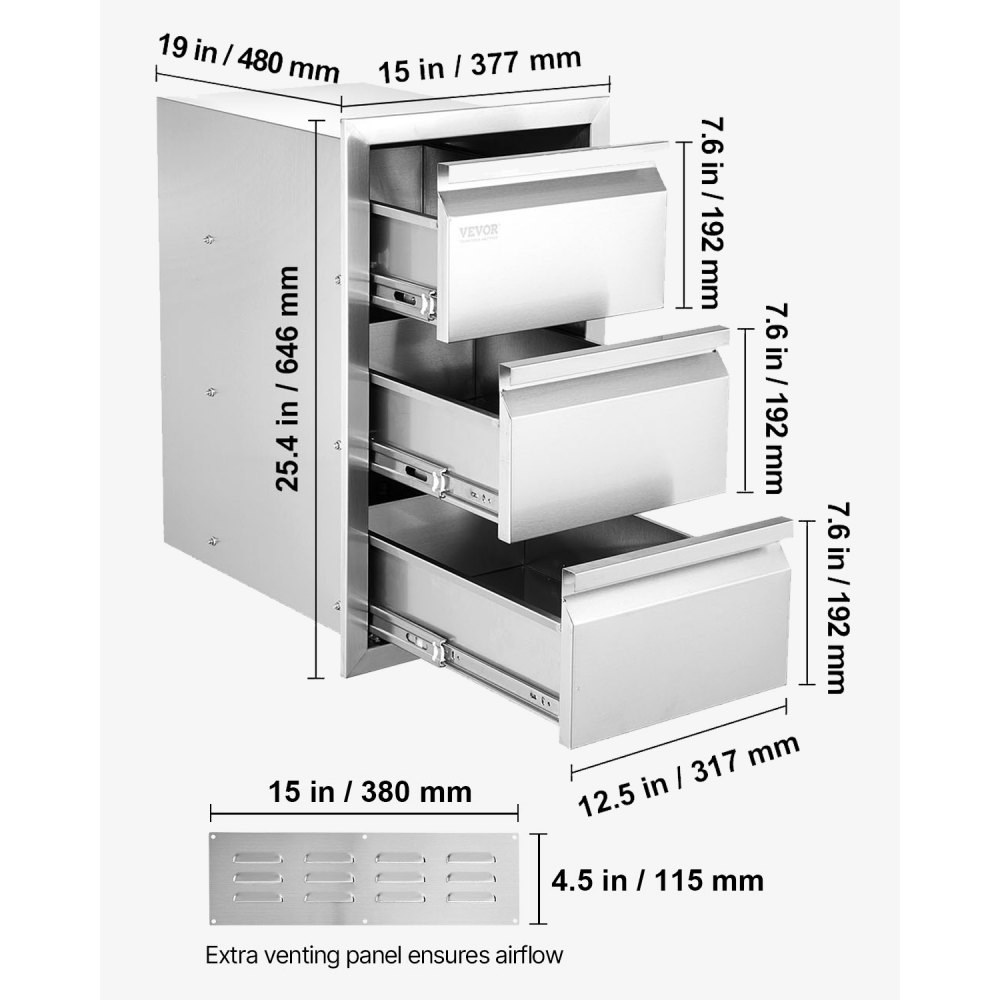 Outdoor-Küchenschubladen Unterputz-Grillschubladen im Kastenrahmen-Stil mit Edelstahlgriff, Grillinsel-Schubladen für Outdoor-Küchen oder Terrassen-Grillstationen 377 x 646 x 480 mm Outdoor-Küchenschubladen Unterputz-Grillschubladen im Kastenrahmen-Stil mit Edelstahlgriff, Grillinsel-Schubladen für Outdoor-Küchen oder Terrassen-Grillstationen 377 x 646 x 480 mm