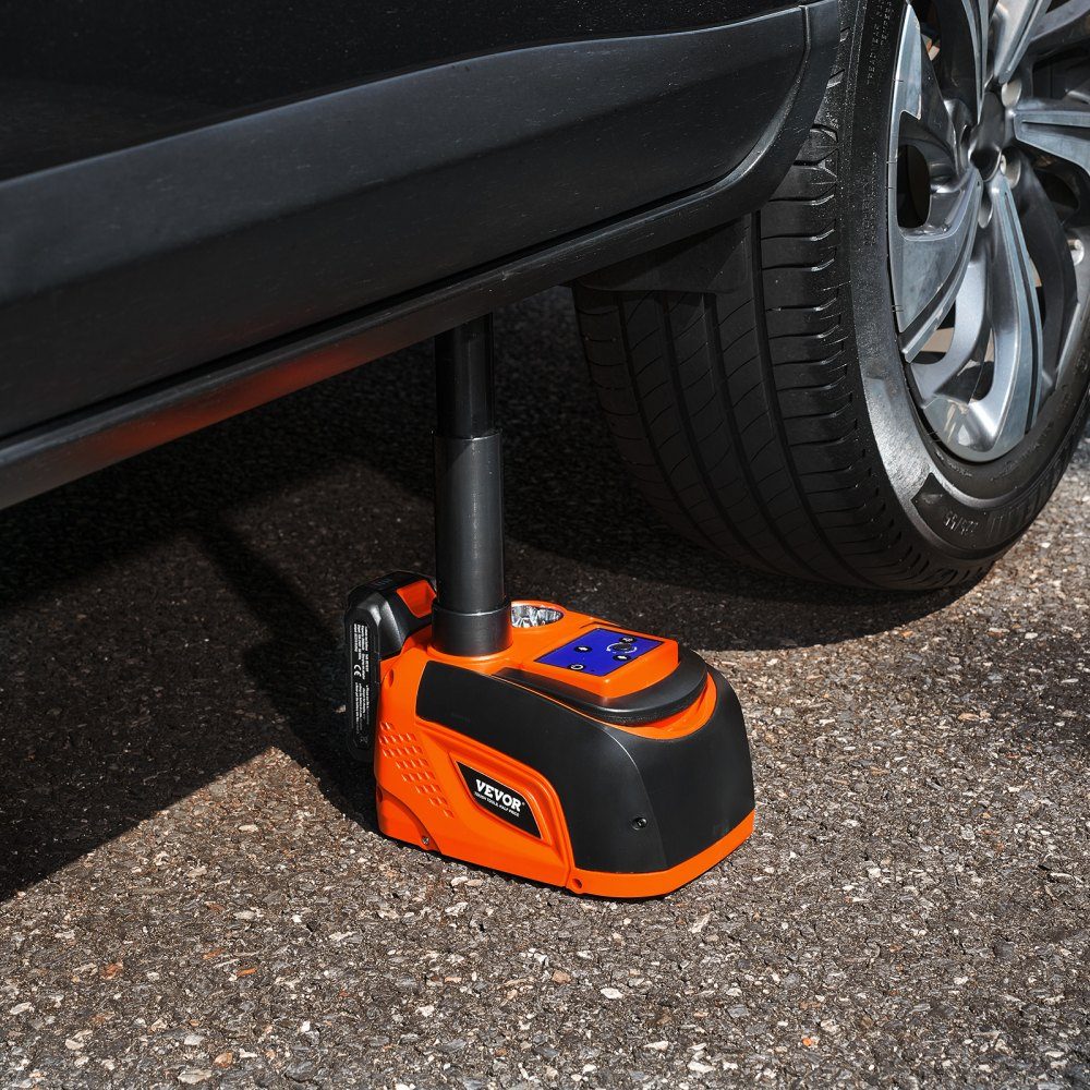 Elektrische autokrik Verstelbare draagbare schaarkrik met hoge capaciteit (5T), vervanging van bandenwisselaar met LED-licht en afstandsbediening, autokrikset voor sedan SUV vrachtwagen oranje