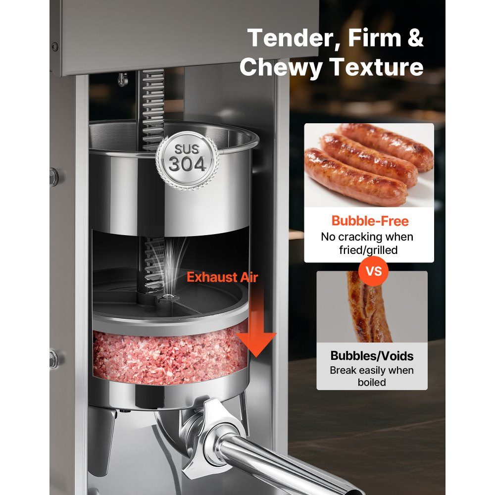 Electric Sausage Filler 15L Sausage Filling Machine Meat Filler with Stepless Speed ​​Control & Pedal, High Performance Stainless Steel Filler with 4 Sausage Filling Tubes, Meat Filling