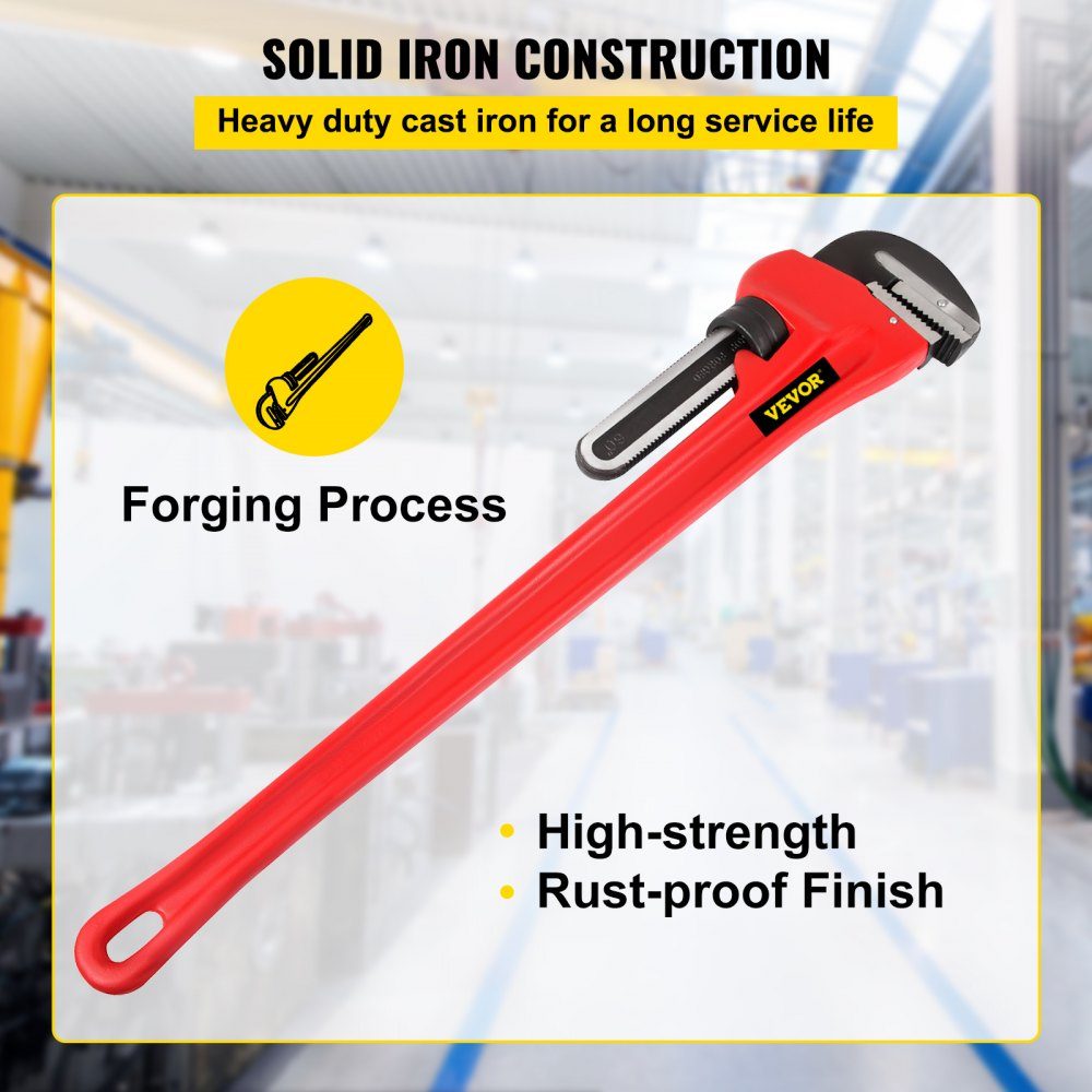 Pipe Wrench Crimping Tool Pressing Wrench 110cm Steel Pipe Wrench Adjustable Plumbing Tool for Sink Faucet Toilet Bathroom Kitchen Drain Repair Installation