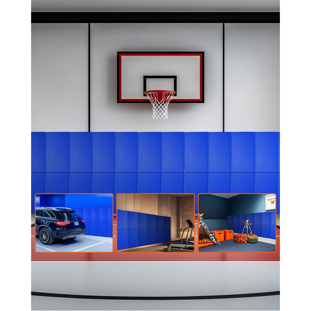 Gym Wall Pad (180 x 60 x 5 cm), Tear-Resistant Wall Mat, Removable High Density Foam Padding for Wall Mounting for Basketball Courts, Basement Protective Pad, Blue