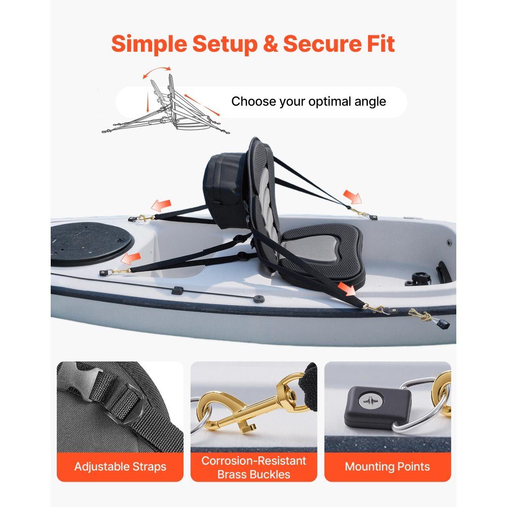 2 x Kayak Seat 53mm Thick Padded Stand Up Paddle Board Seat Boat Seat with Backrest and Storage Bag and Adjustable Strap for Inflatable Kayak SUP Canoe Fishing Boat