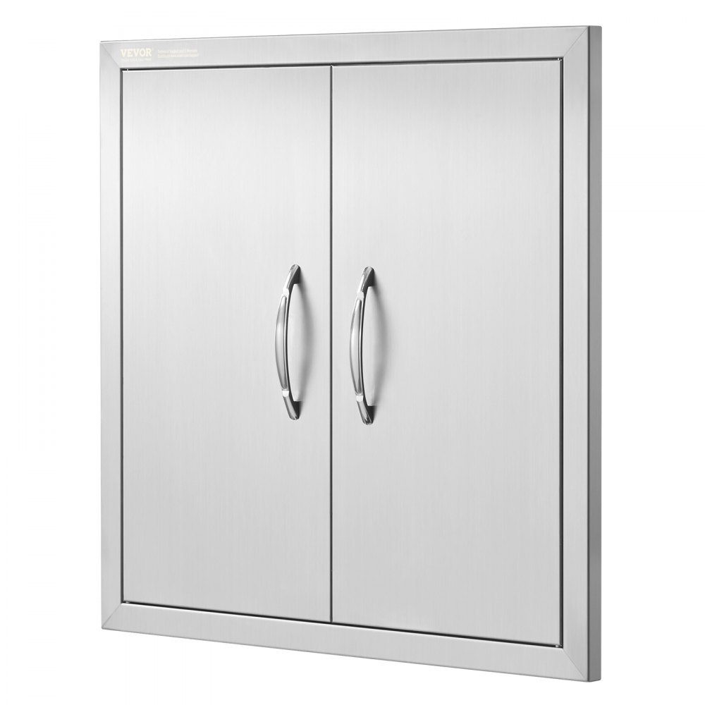 Grill-Zugangstür, 610 x 610 mm, doppelte Außenküchentür, bündig montierte Edelstahltür, doppelwandige vertikale Tür mit Griffen und Haken, für Grillinsel, Grillstation, Außenschrank