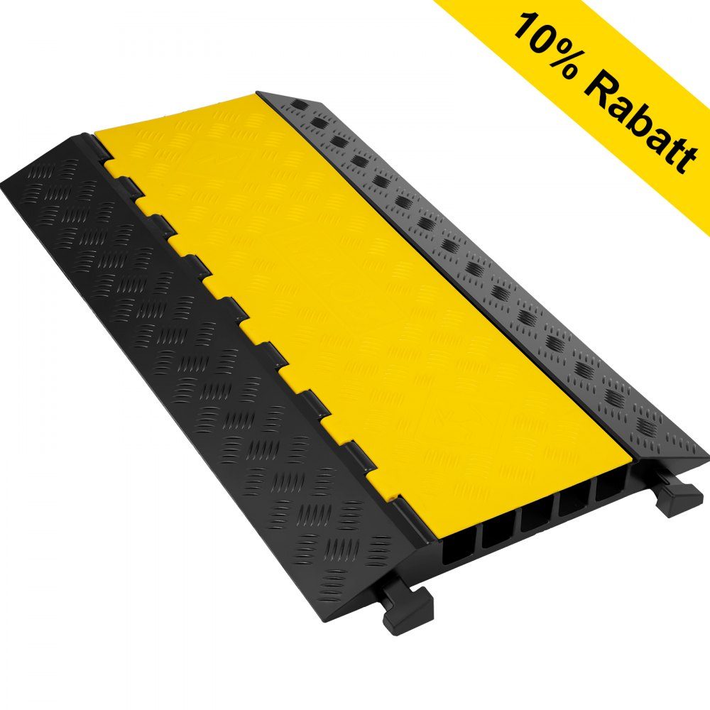 Cable bridge 88.9x50.8x5 cm 5-channel cable protection mat made of commercially available thermoplastic rubber with modular structure High safety for parking lots, warehouses, schools, sidewalks