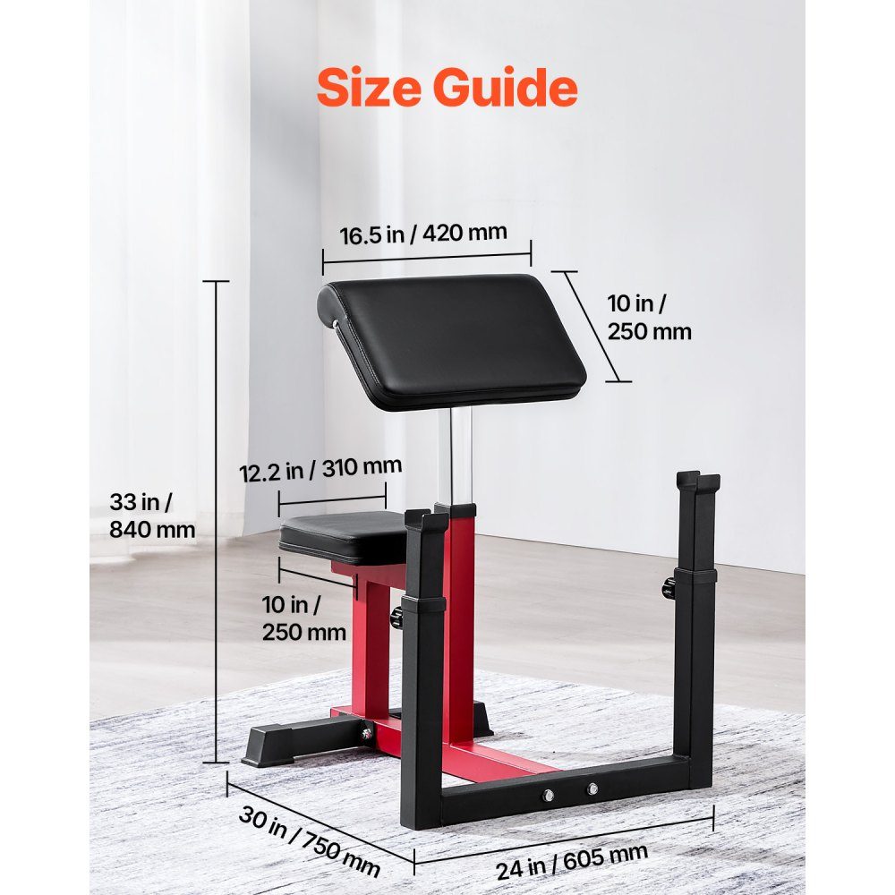 Preacher Curl Bench Halterbank met beenverlenging, krachttrainingsbanken (max. belasting 200 kg), fitnessbank voor thuis, fitnessapparatuur, geïsoleerd halterstation met zittende arm, trainingsbank