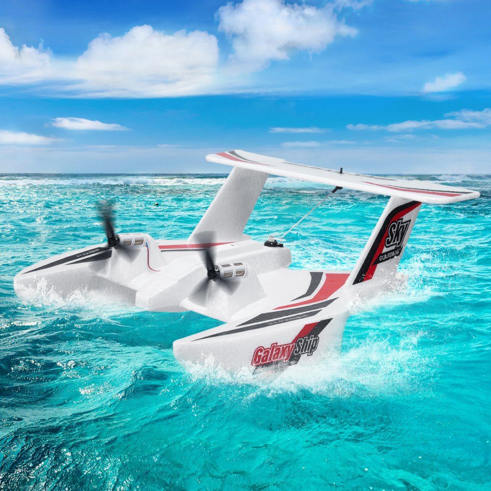 RC-Flugzeug, 2,4 GHz, 3-Kanal-Fernsteuerungsflugzeug mit 6-Achsen-Gyro-Stabilisator, flugbereites Amphibienflugzeugspielzeug mit 2 Batterien, einfach zu fliegendes RC-Segelflugzeug für Erwachsene, Kinder, Anfänger und Jungen
