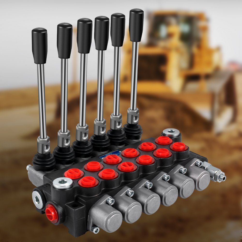 Hydraulic directional control valve, 6 spool hydraulic spool valve, 11 GPM hydraulic loader valve, 3600 PSI directional control valve, hydraulic valves and controls for tractors, loader tanks