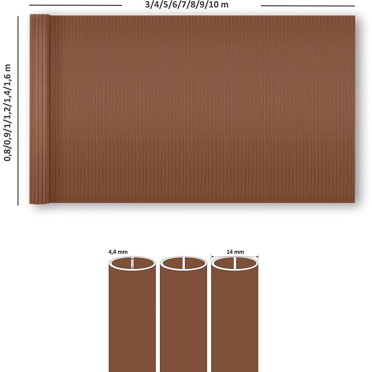 Ribelli Sichtschutzmatte, aus PVC, 140 x 500 cm, braun