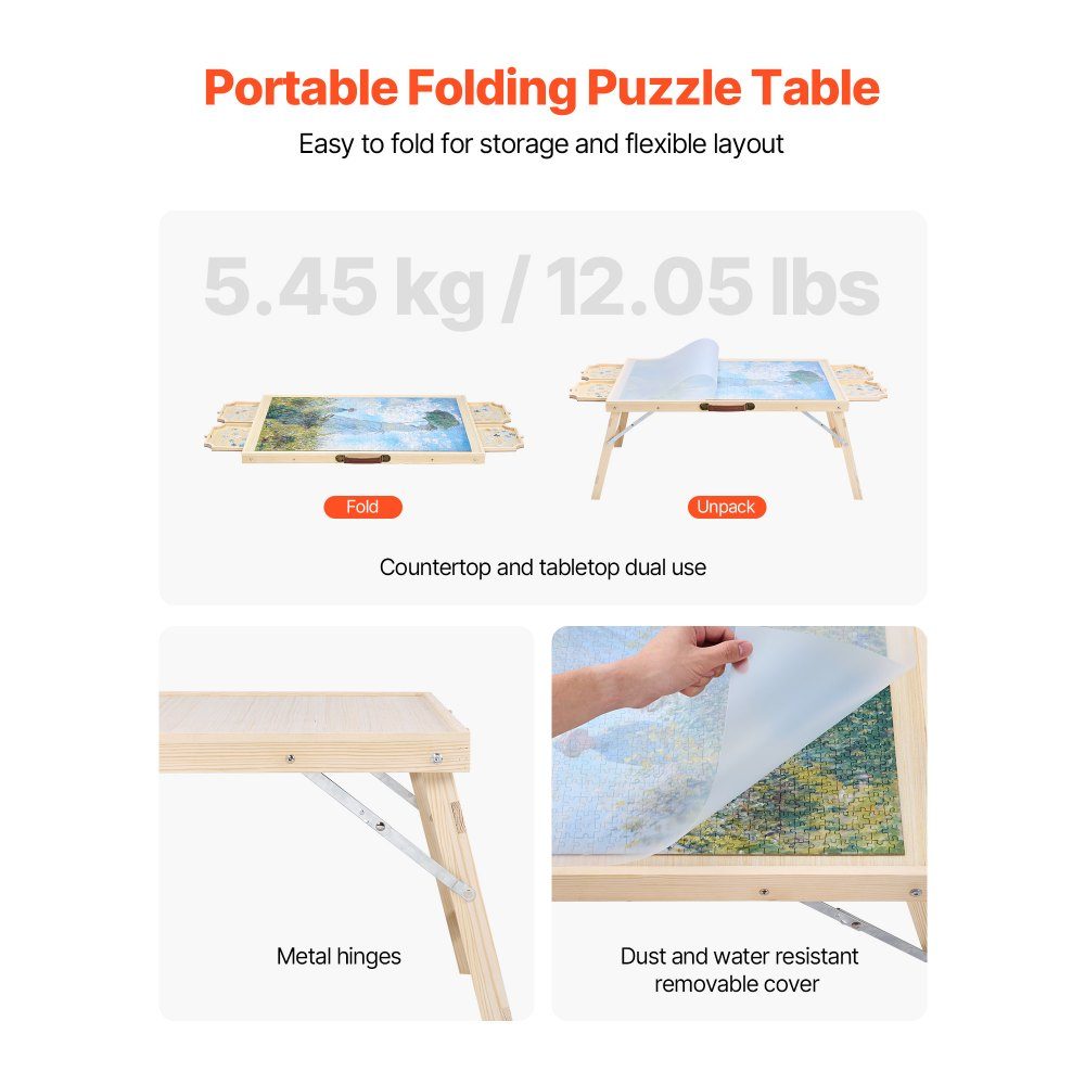 1500 Piece Puzzle Board with 4 Drawers Cover and Folding Legs Portable Puzzle Table (865x635mm) Puzzle Accessories for Adults Puzzle Storage System Puzzle Boards