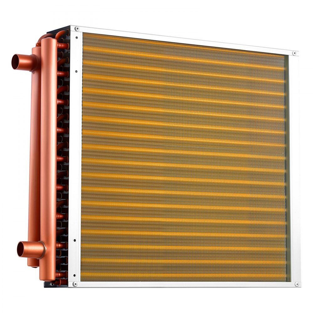Lamellenwarmtewisselaar 457x457mm, 35,2kW warmtewisselaar met koperen aansluitingen & aluminium lamellen, water-lucht warmtewisselaar met 2,5 MPa werkdruk, warmtewisselaar voor verwarming en koeling binnenshuis