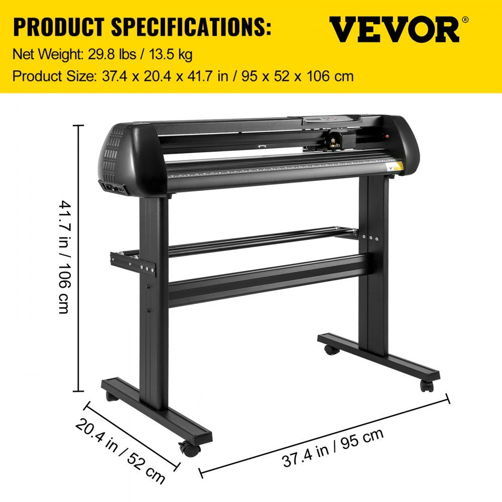 Snijplotter, plottermachine Max. 720 mm papiertoevoer, vinyl snijplotter, folieplotter, vinyl snijplottermachine, snijnauwkeurigheid 0,01 mm, hobbyplotter, 3 messen Incl