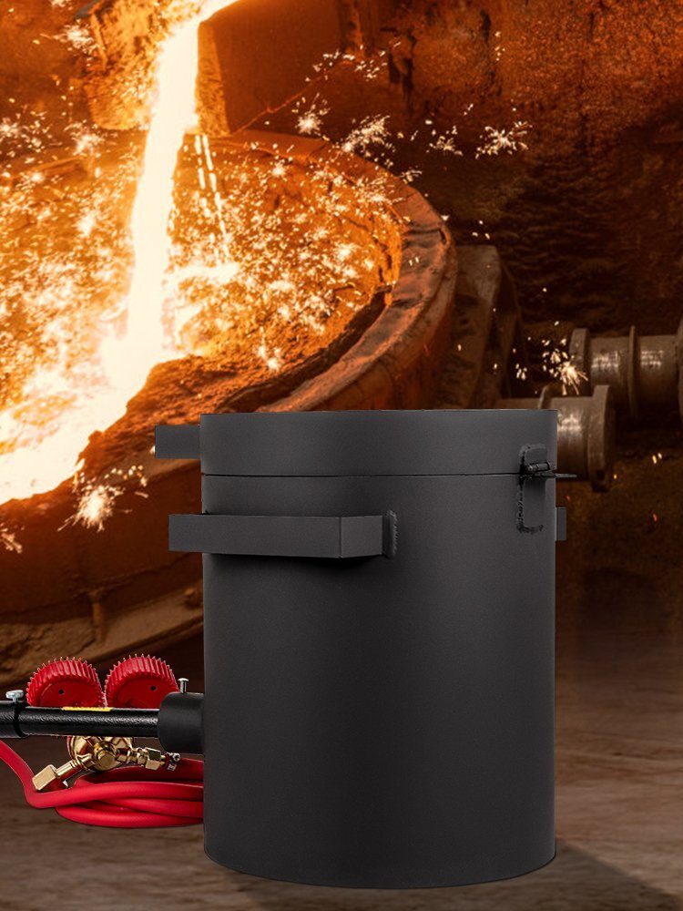 Schmelzofen 6 kg, Gasmetallschmelzofen Propan-Ton-Graphit-Tiegel, Schmiedeofen für Edelmetallschmelzpunkt 1350 °C Starterset