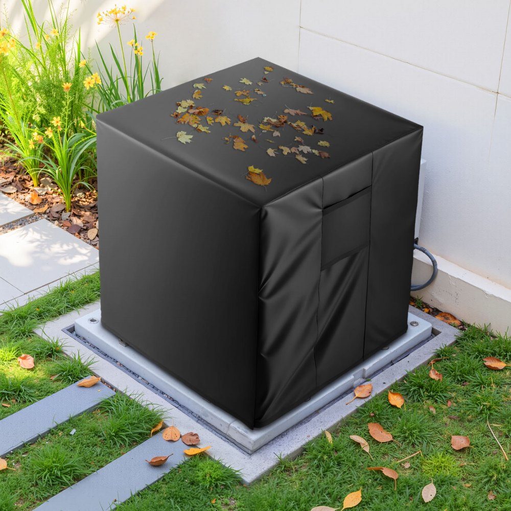 Air Conditioner Cover 914 x 914 x 1010mm Triple Layer Waterproof Polyester Fabric Protective Cover Universal Fit Outdoor Air Conditioner Black