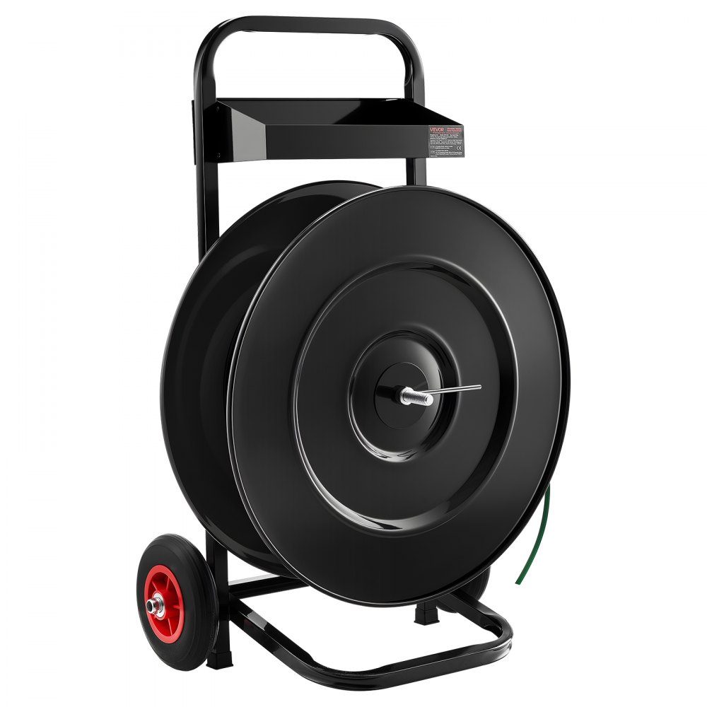 Distributeur, adapté aux rouleaux de cerclage PET/PP/polyester mit 203/406 mm, distributeur de cerclage avec système de freinage amélioré, espace de rangement spacieux intégré pour les outils