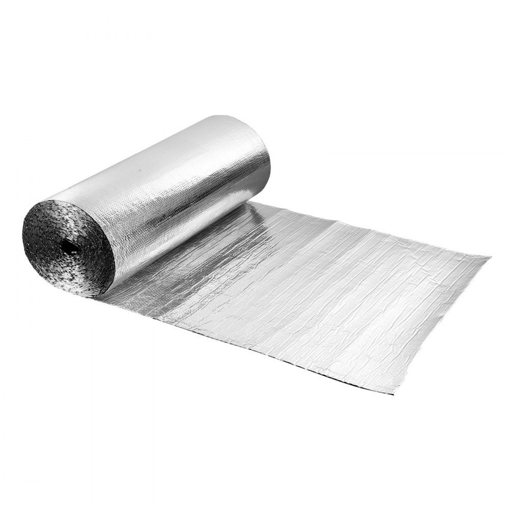 Isolatiefilm Aluminiumfolie Reflecterende Film 6mm 48" x 100ft Dubbellaags Warmtereflecterende Luchtbelbescherming Thermische Isolatierol voor Garagedeurramen en RV-daken