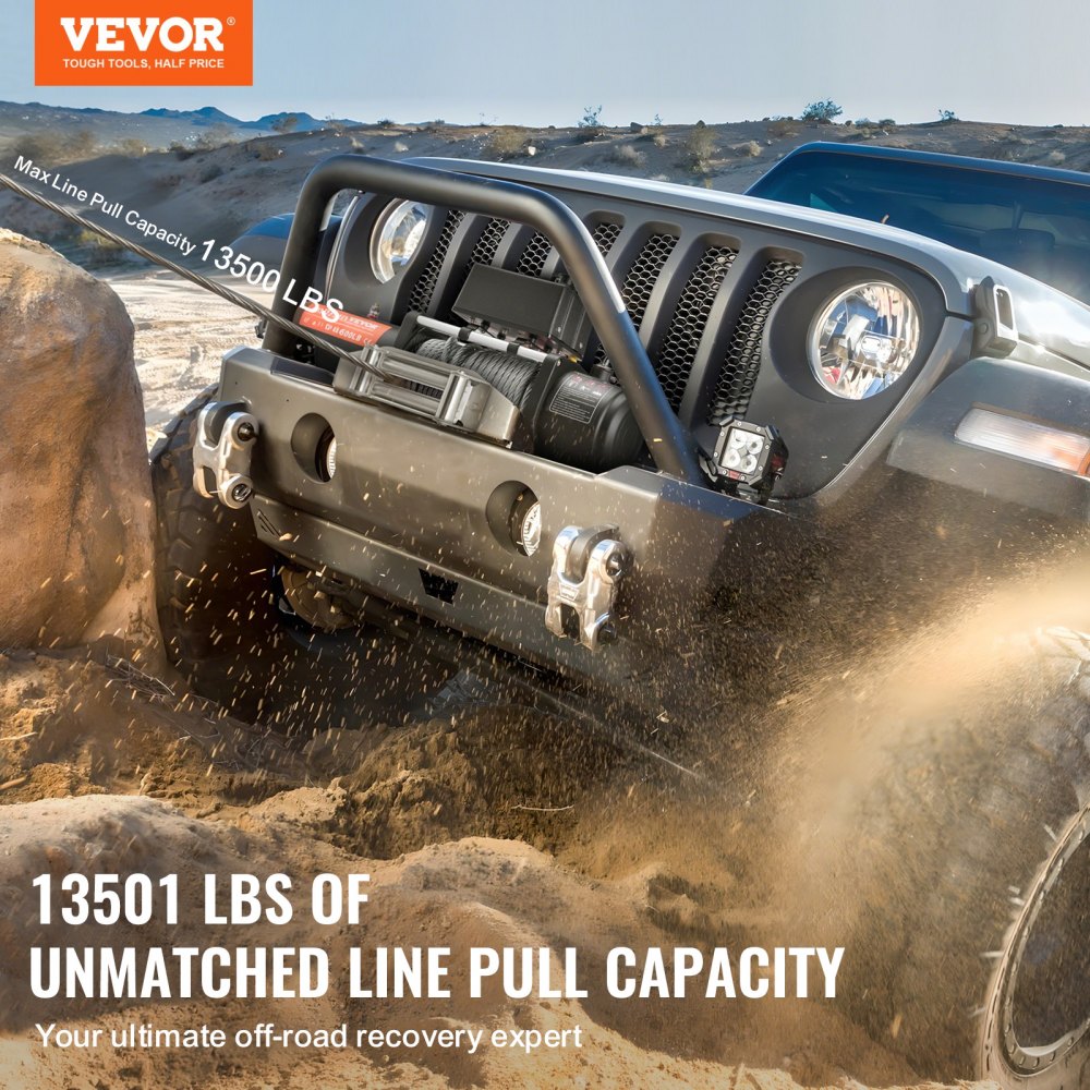 Electric Winch, 13,500lb 12V DC Truck Winch with Φ3/8" x 80ft Steel Cable Pulley Guide, Wireless and Wired Remote Control, IP55 Waterproof for Towing SUVs, Jeeps, Trucks, Trailers and Boats Electric Winch, 13,500lb 12V DC Truck Winch with Φ3/8" x 80ft Steel Cable Pulley Guide, Wireless and Wired Remote Control, IP55 Waterproof for Towing SUVs, Jeeps, Trucks, Trailers and Boats