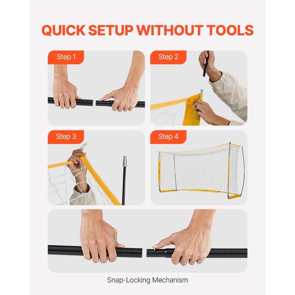 Portable Soccer Goal Soccer Goal Soccer Net 12x6ft Garden Large Practice Soccer Net Training Goal Set with Steel Fiberglass Structure All Weather Soccer Goals with Carry Bag Yellow