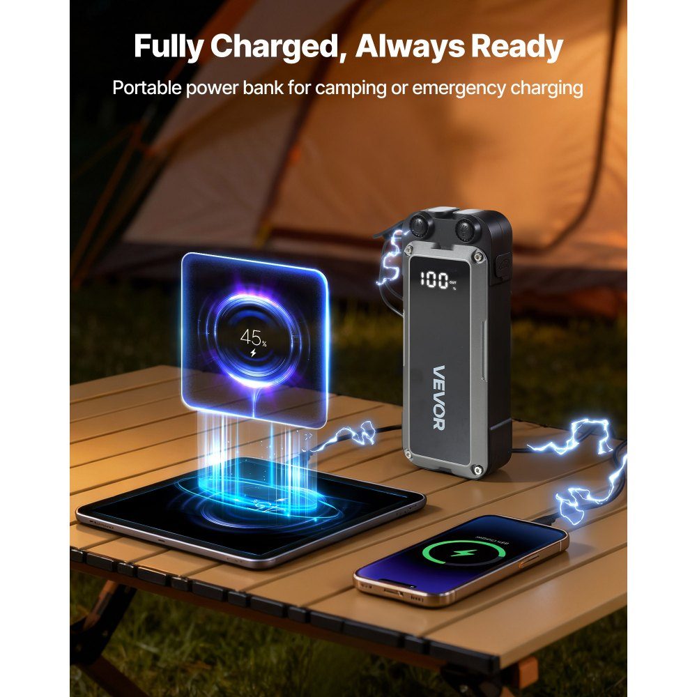 Starthilfe-Powerbank, Starthilfe 4000A Spitzenstrom mit LED-Taschenlampe & Kabel für Motoren bis 10L Benzin/8L Diesel, tragbarer Booster mit Schnellladung & Sicherheitsschutz für Notfälle