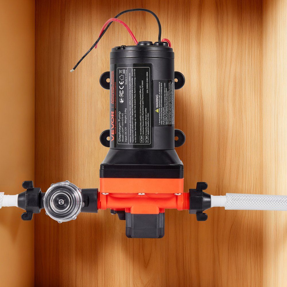 Membranpumpe, 12 V DC, 18,9 l/min, selbstansaugende 4-Kammer-Membran-Wasserpumpe mit automatischem Druckschalter, 4,8 bar Druck für Wohnmobil, Wohnwagen, Schiff, Yacht, Autowäsche